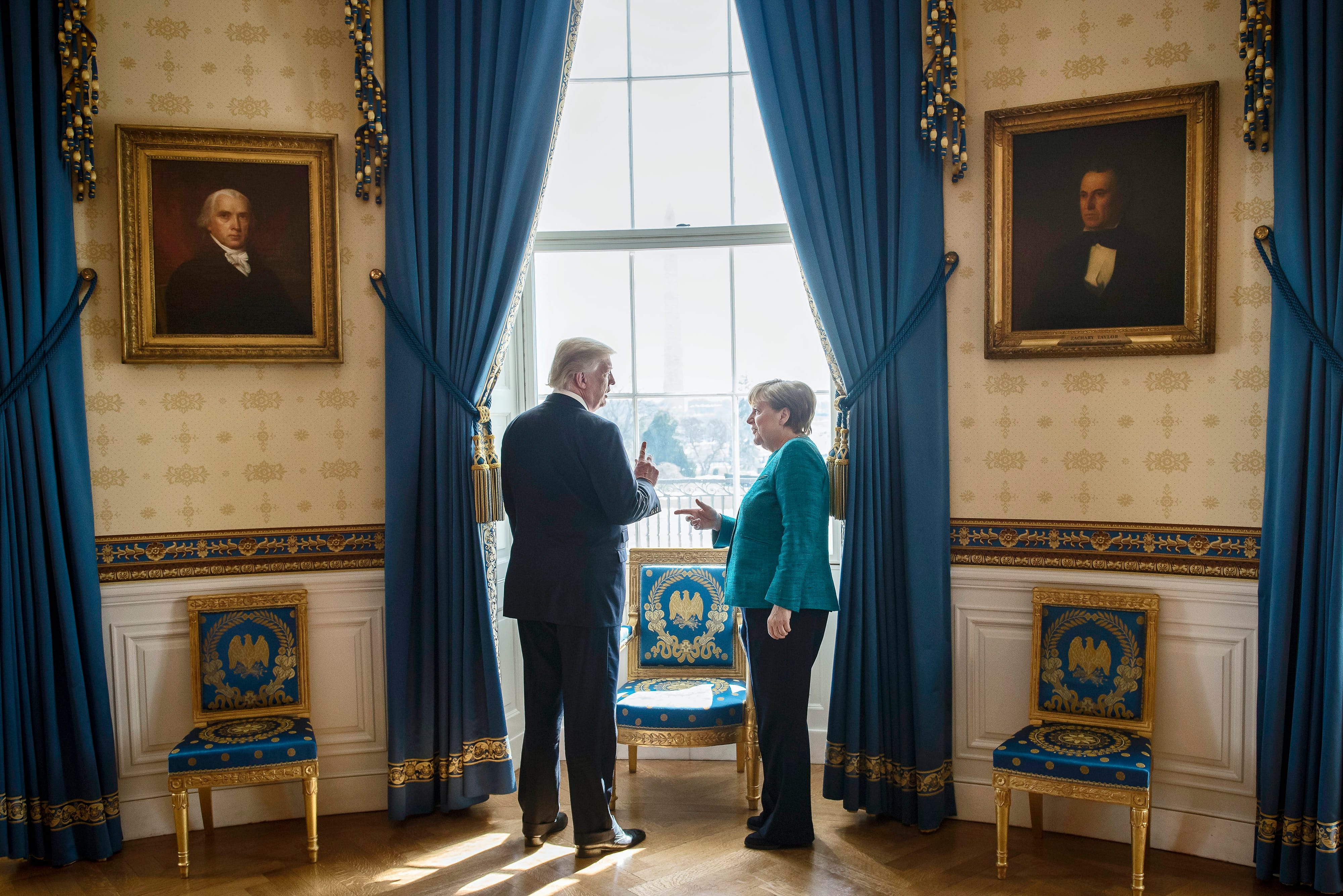 Bundeskanzlerin Angela Merkel und US-Präsident Donald Trump bei Merkels Antrittsbesuch im Weißen Haus in Washington